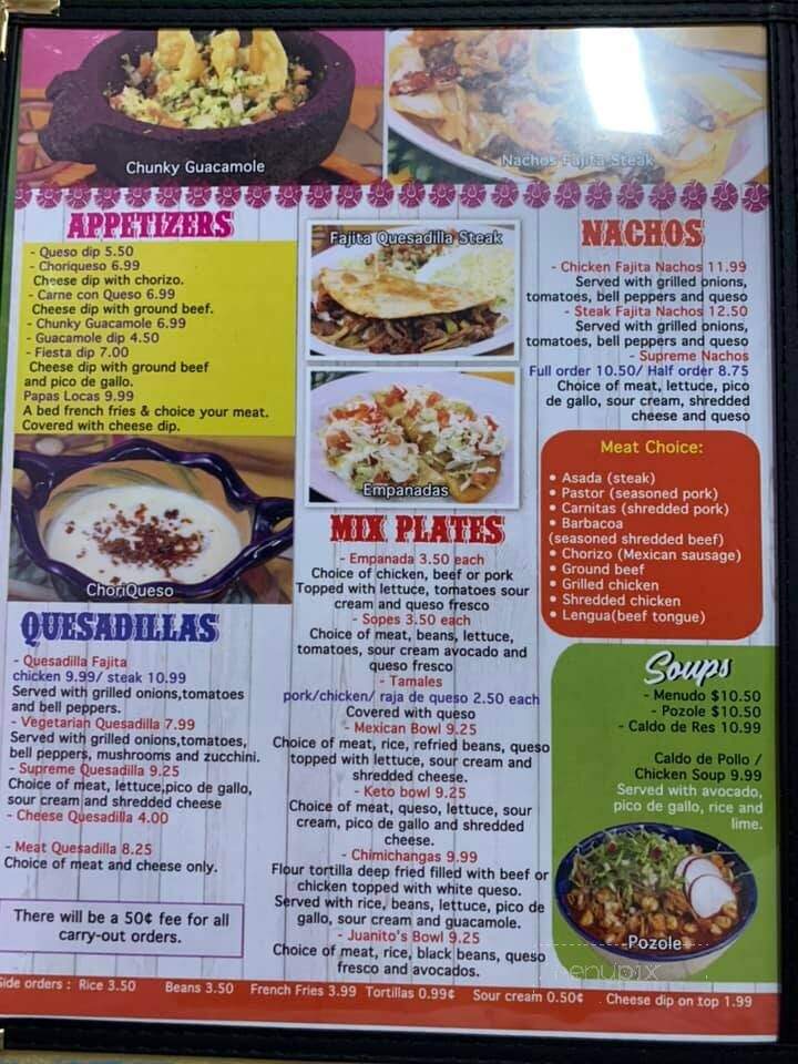Juanito's Street Tacos - Bardstown, KY menu_pic