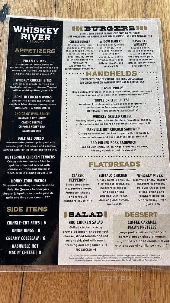 Whiskey River Saloon - Nashville, TN menu_pic
