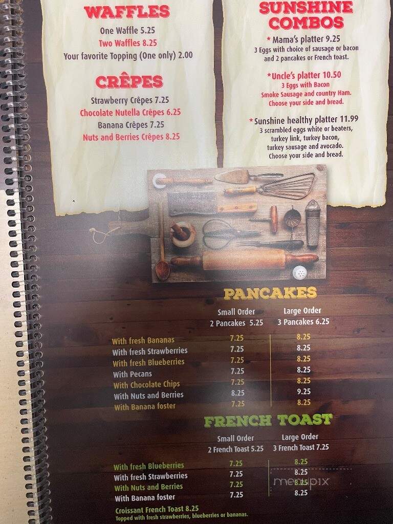 Sunshine Family Restaurant - Kannapolis, NC menu_pic