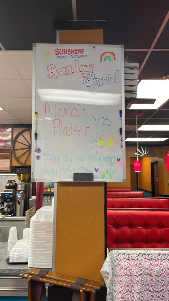 Sunshine Family Restaurant - Kannapolis, NC menu_pic