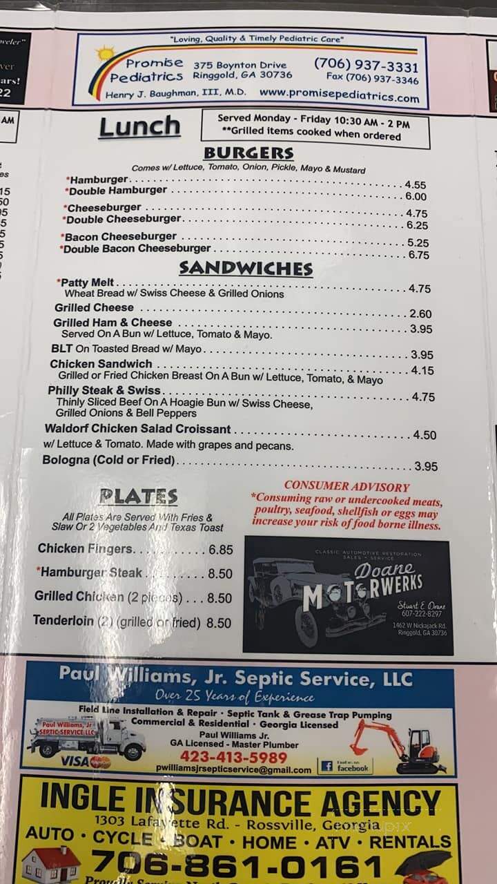 Pam's Place - Ringgold, GA menu_pic