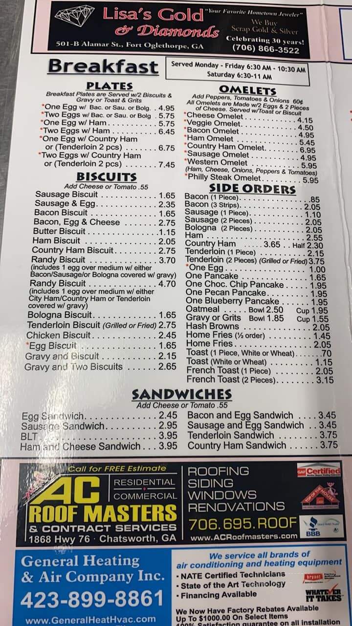 Pam's Place - Ringgold, GA menu_pic
