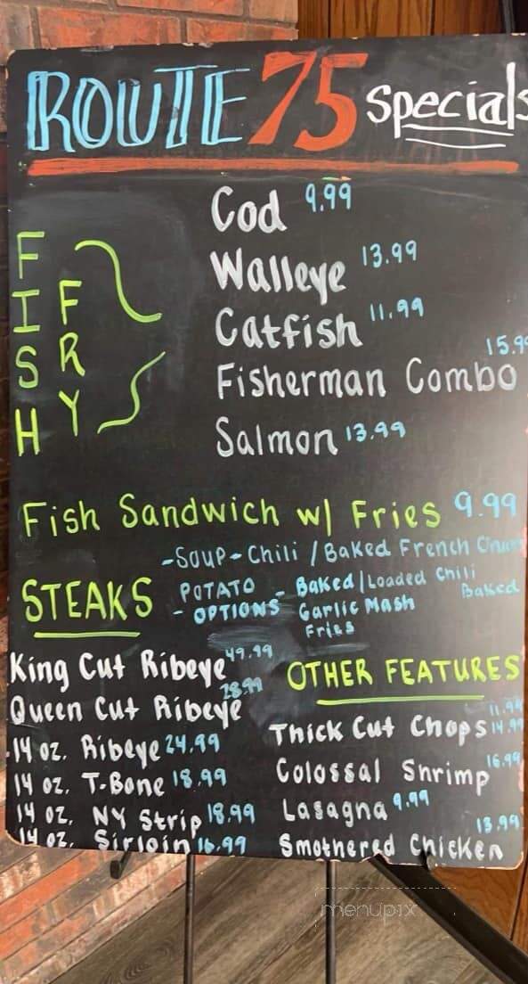 Route 75 Bar & Grill - Dakota, IL menu_pic
