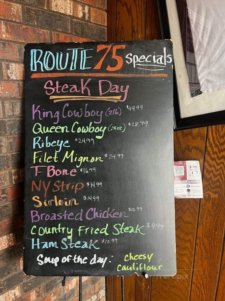 Route 75 Bar & Grill - Dakota, IL menu_pic