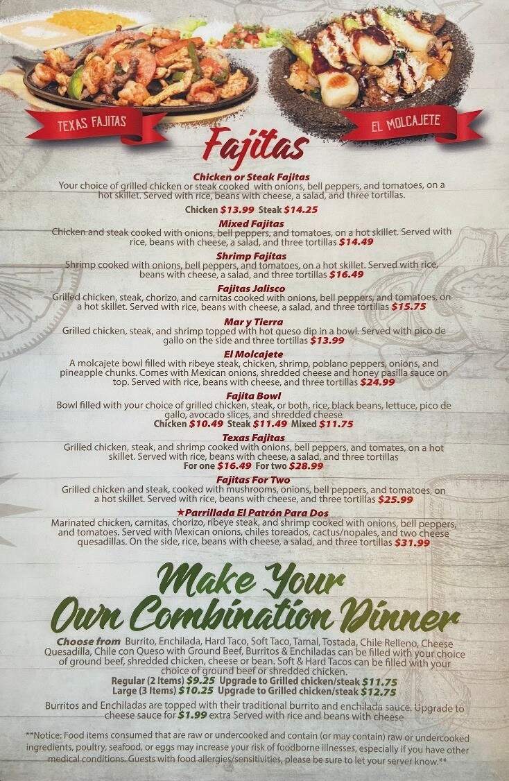 El Patron Mexican Style Food - Tarboro, NC menu_pic