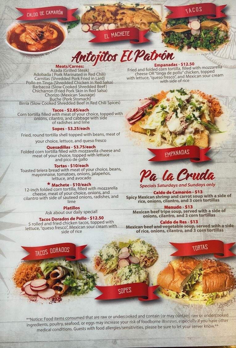 El Patron Mexican Style Food - Tarboro, NC menu_pic