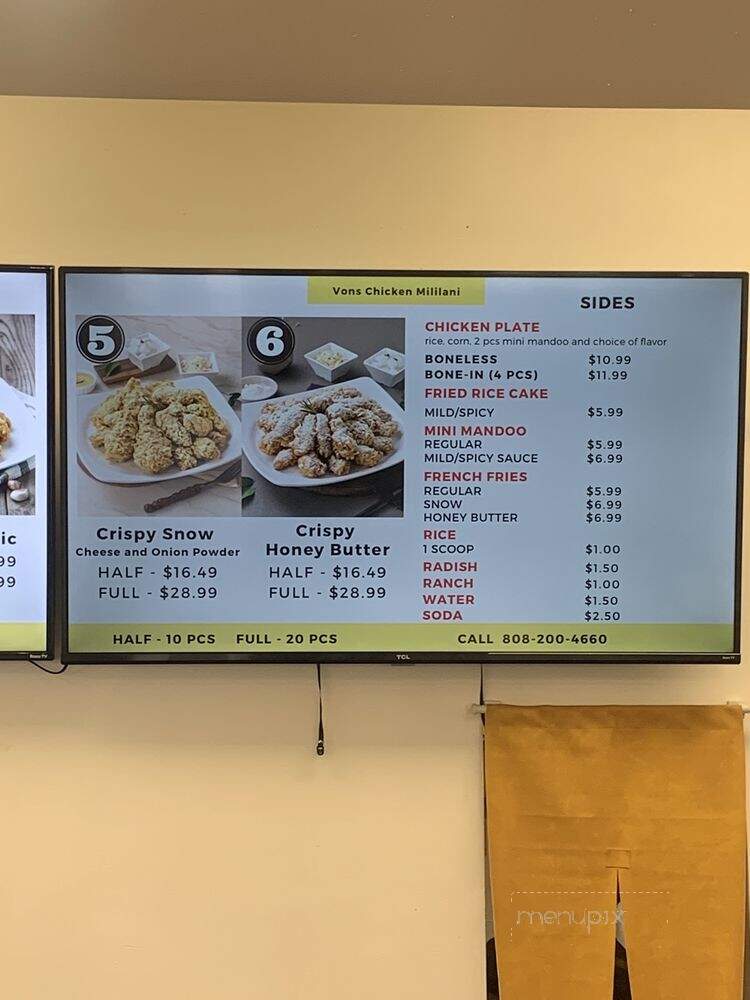 Vons Chicken - Mililani, HI menu_pic