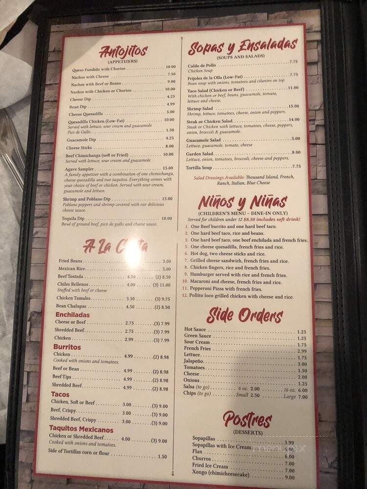 Tequila Jalisco Mexican Restaurant - Gibsonia, PA menu_pic