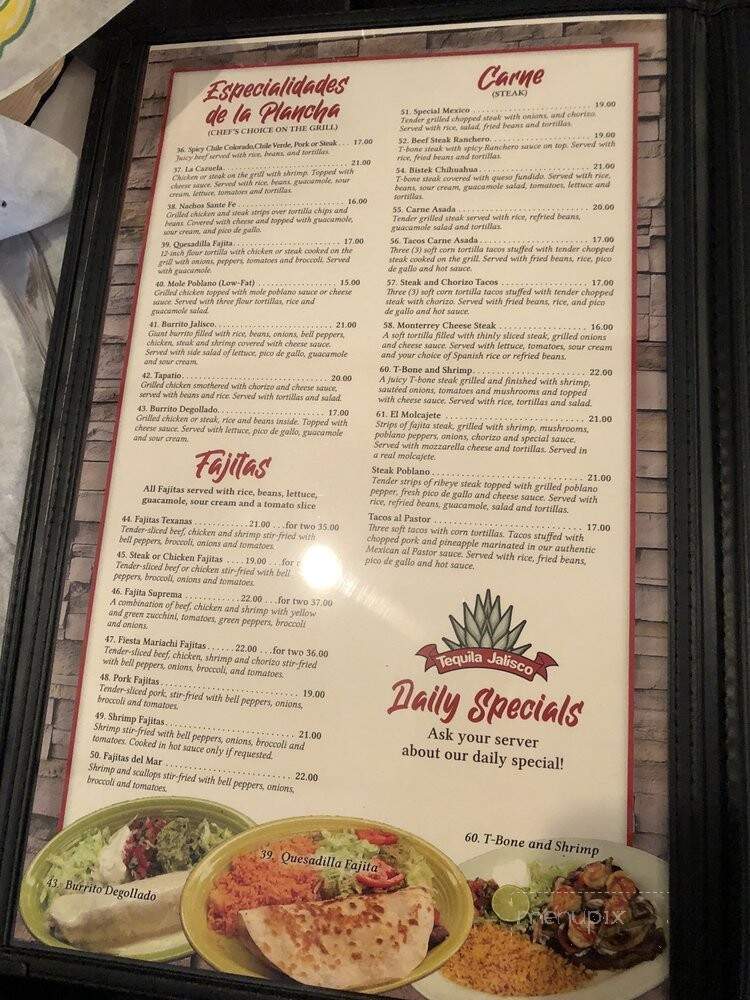 Tequila Jalisco Mexican Restaurant - Gibsonia, PA menu_pic