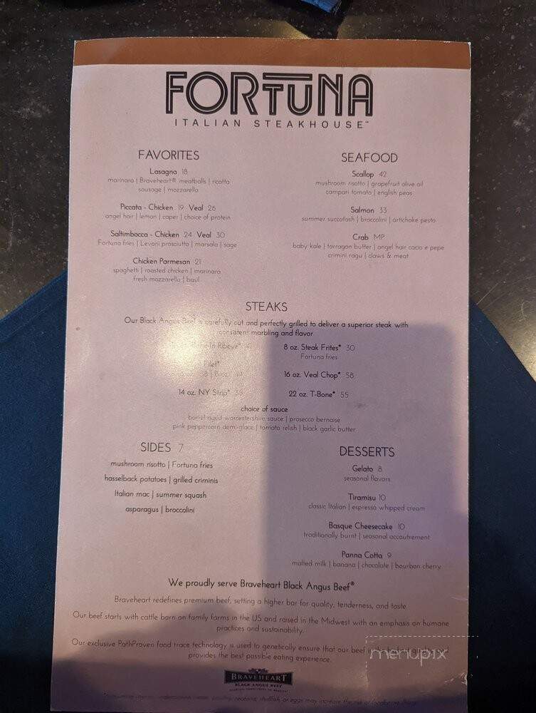 Fortuna Italian Steakhouse - Nashville, TN menu_pic