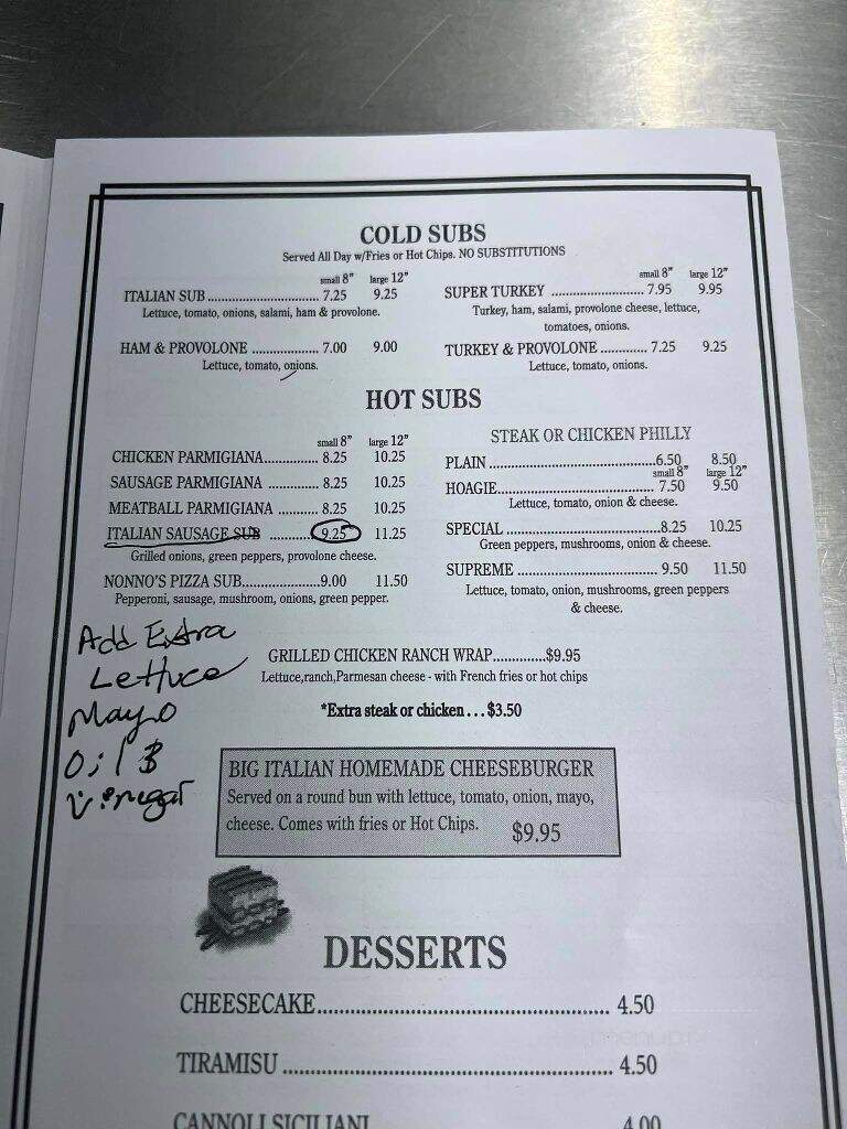 Nonno's Kitchen & Grill - Sanford, NC menu_pic