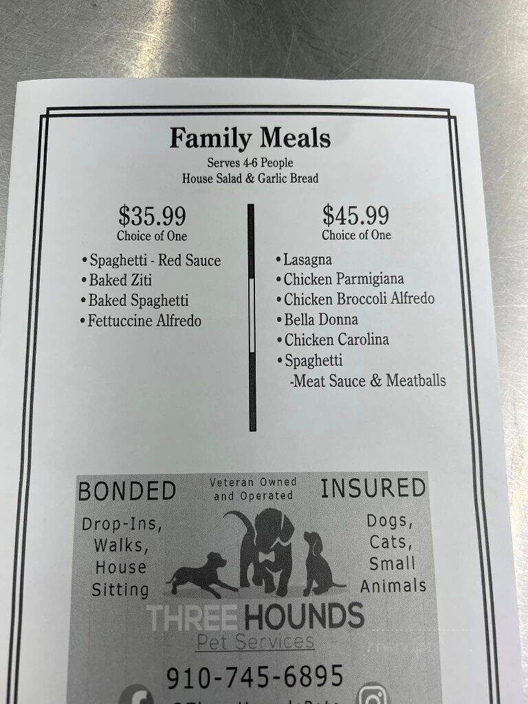 Nonno's Kitchen & Grill - Sanford, NC menu_pic