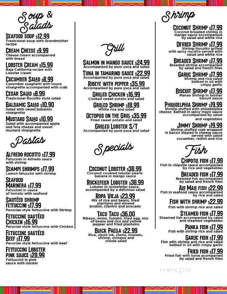 Rocotto Grill - South Padre Island, TX menu_pic