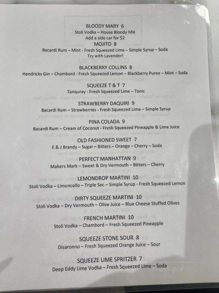 The Squeeze On Main - Ontonagon, MI menu_pic