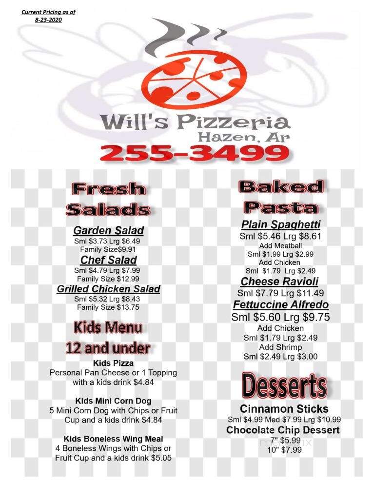 Wills Pizzeria - Hazen, AR menu_pic