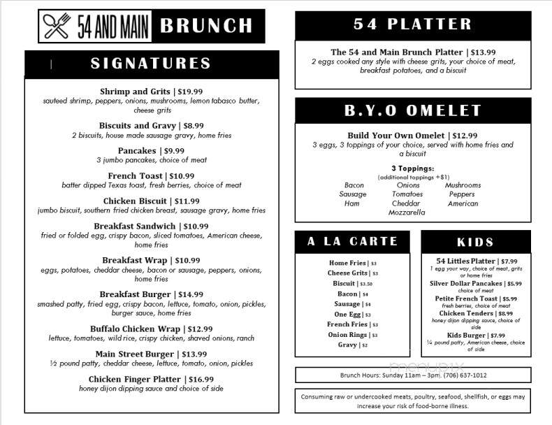54 and Main - Hogansville, GA menu_pic