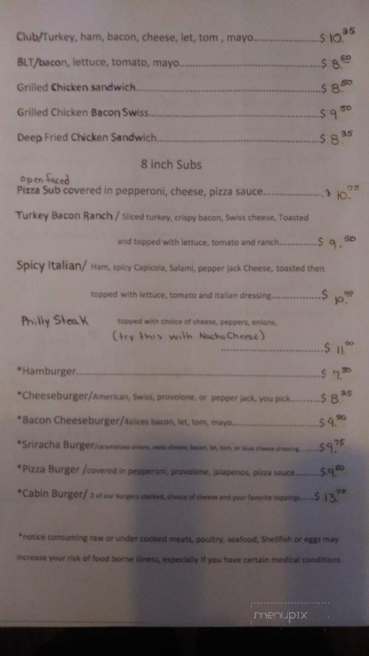 Cabin In the Pines - Pennsylvania, PA menu_pic
