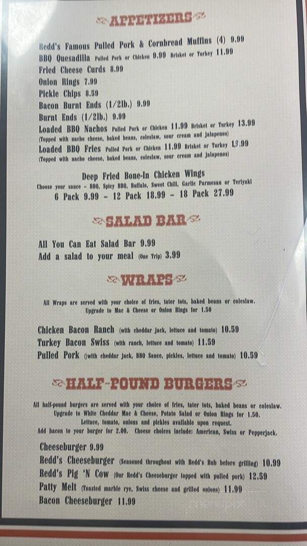 Redd's BBQ - Gravois Mills, MO menu_pic