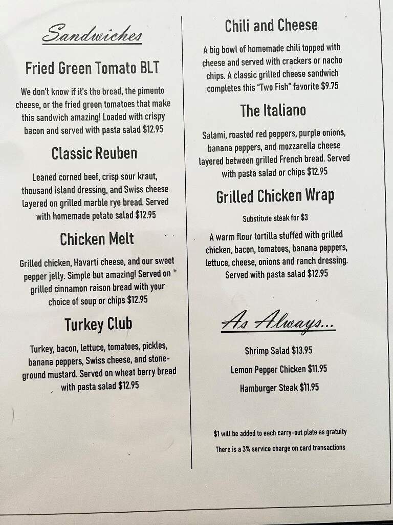 Two Fish & A Toad - Decatur, AL menu_pic