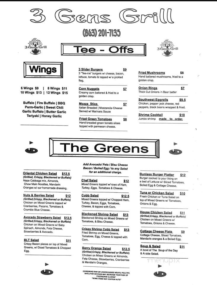 3 Gen's Grill - Avon Park, FL menu_pic