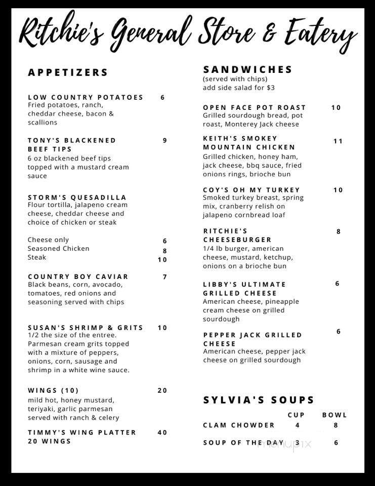 Ritchie's General Store and Eatery - Loris, SC menu_pic