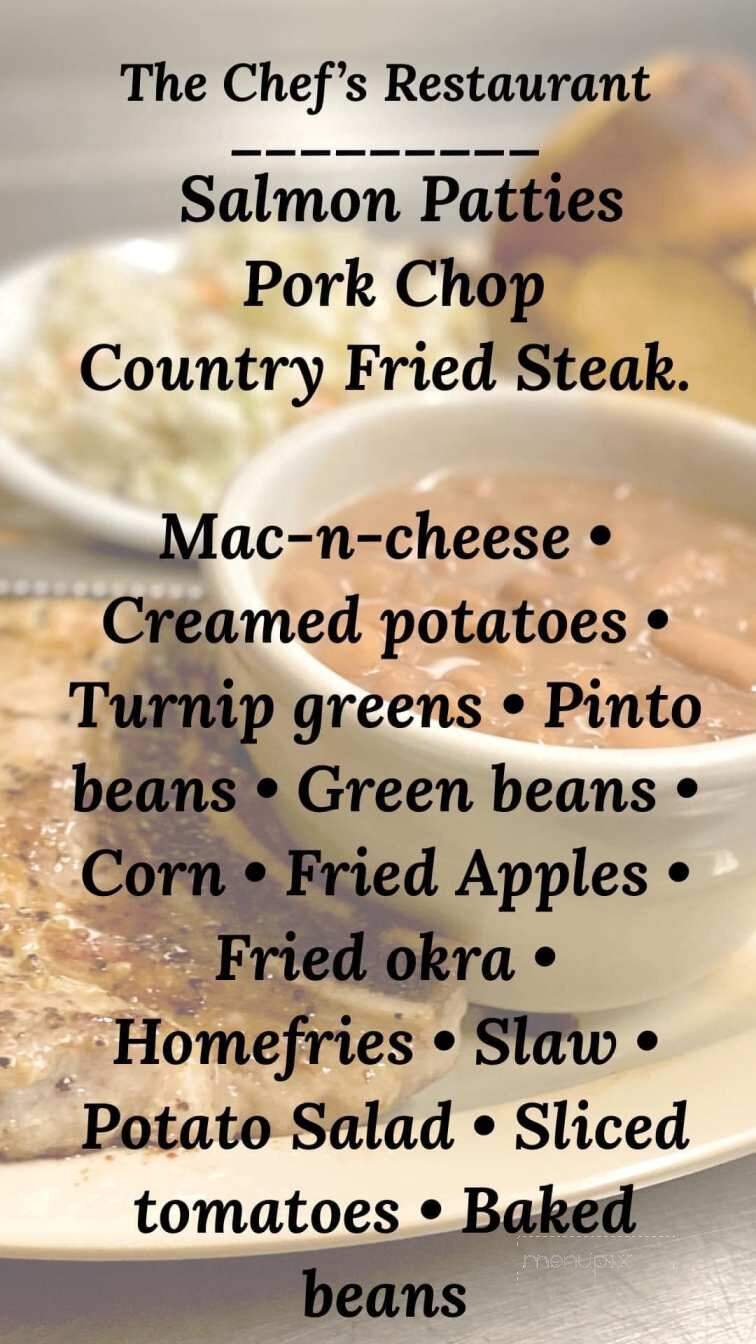 The Chef's Restaurant - Whitwell, TN menu_pic