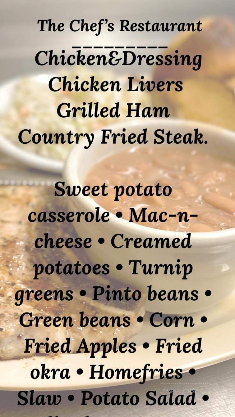 The Chef's Restaurant - Whitwell, TN menu_pic