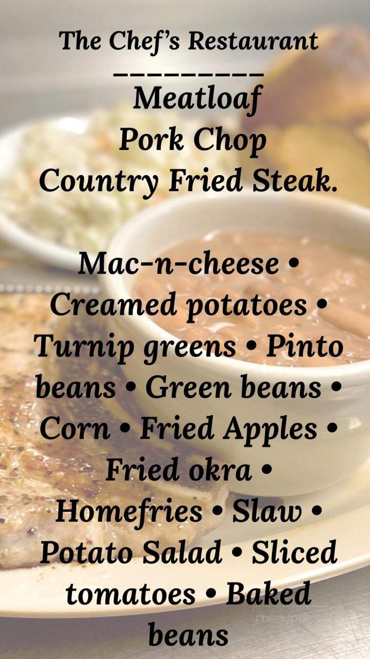 The Chef's Restaurant - Whitwell, TN menu_pic
