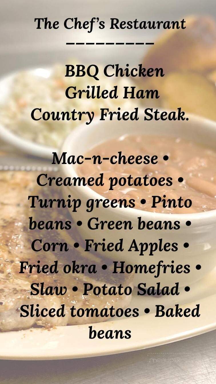 The Chef's Restaurant - Whitwell, TN menu_pic