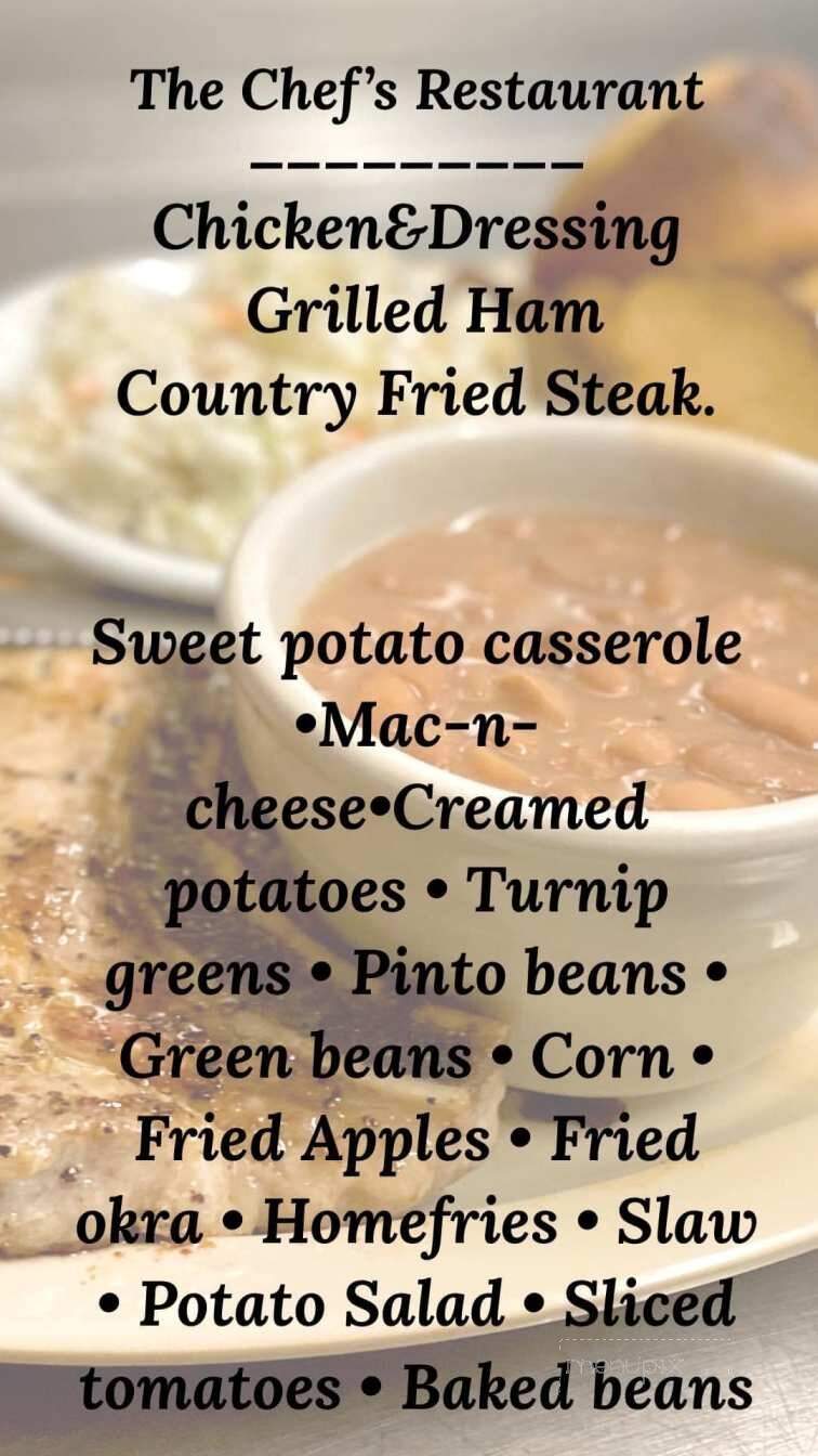 The Chef's Restaurant - Whitwell, TN menu_pic