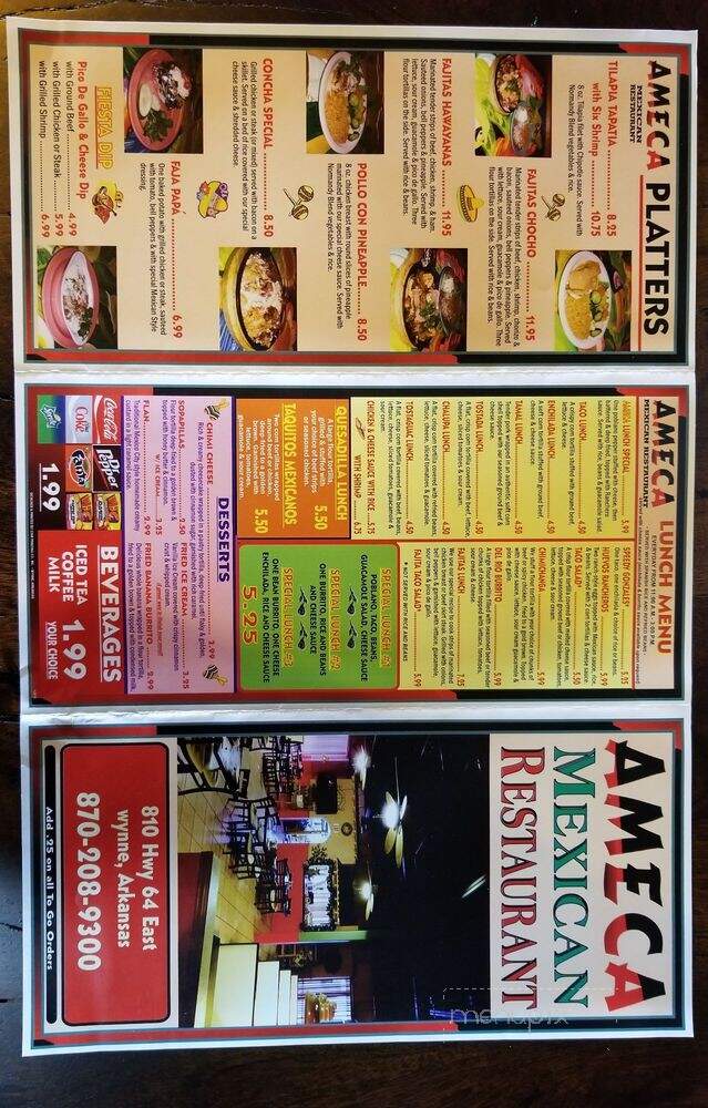 Ameca Mexican Restaurant - Wynne, AR menu_pic