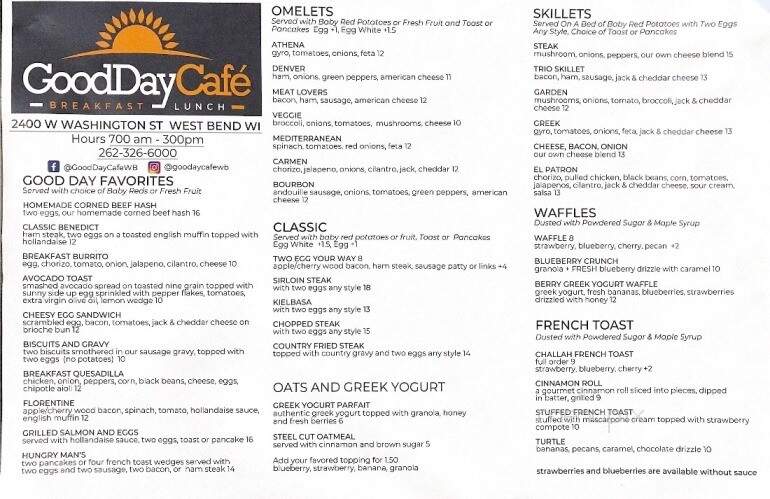 GoodDay Cafe - West Bend, WI menu_pic