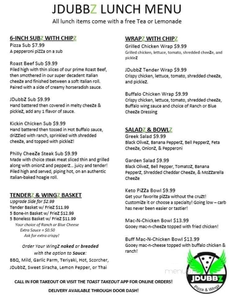 JDubbz - Ellenton, SC menu_pic