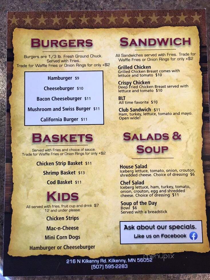 Toy Box Saloon - Kilkenny, MN menu_pic
