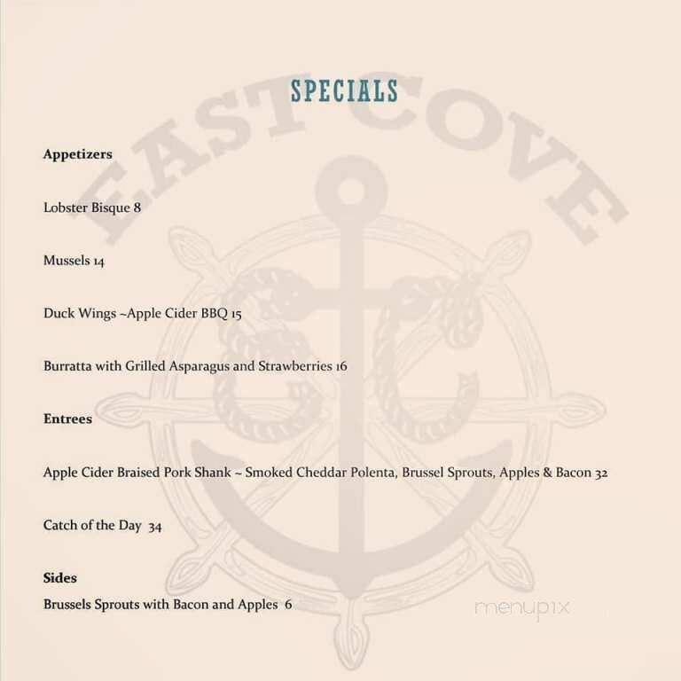 East Cove - Lake George, NY menu_pic