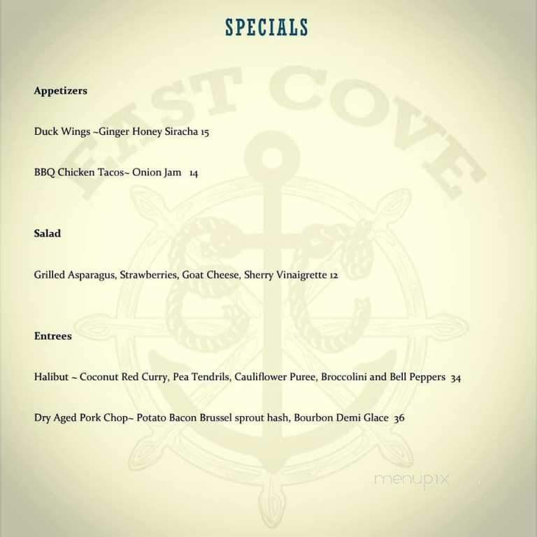 East Cove - Lake George, NY menu_pic