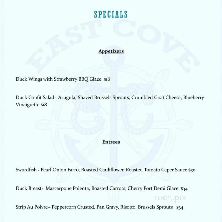 East Cove - Lake George, NY menu_pic