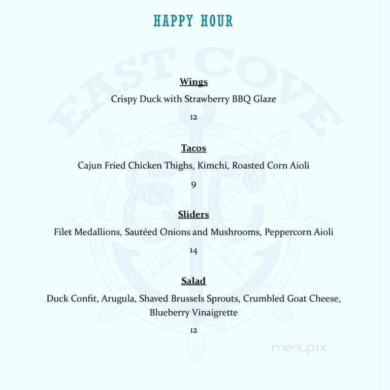 East Cove - Lake George, NY menu_pic
