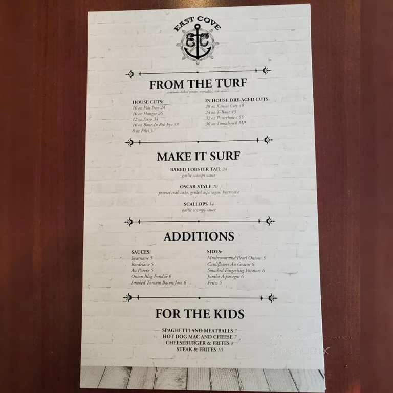 East Cove - Lake George, NY menu_pic