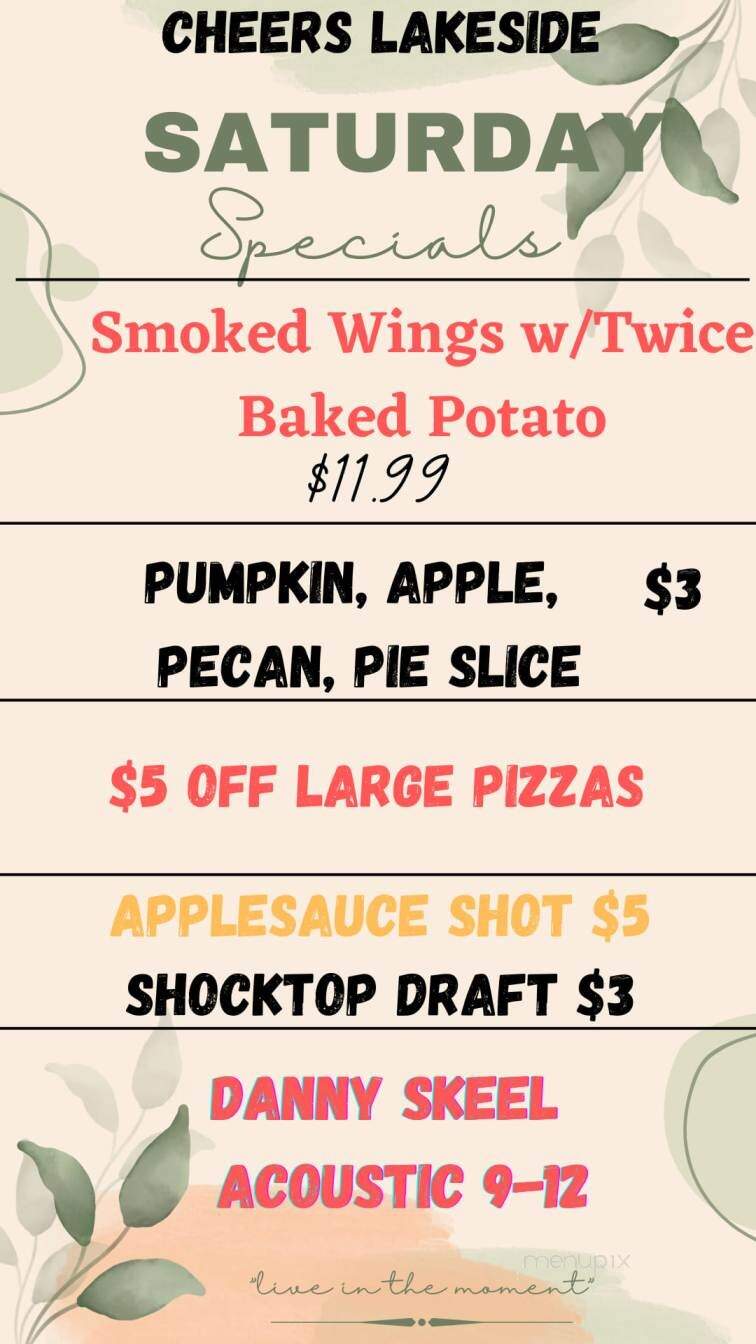 Cheers Lakeside Bar and Grill - New London, NC menu_pic