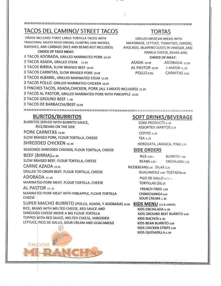 Tacos Mi Rancho - Moses Lake, WA menu_pic