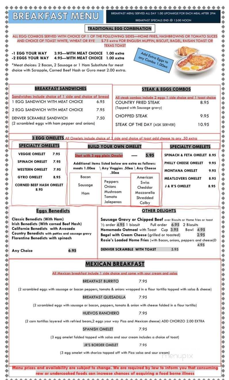 Junior & Rosie's Cafe - Englewood, FL menu_pic