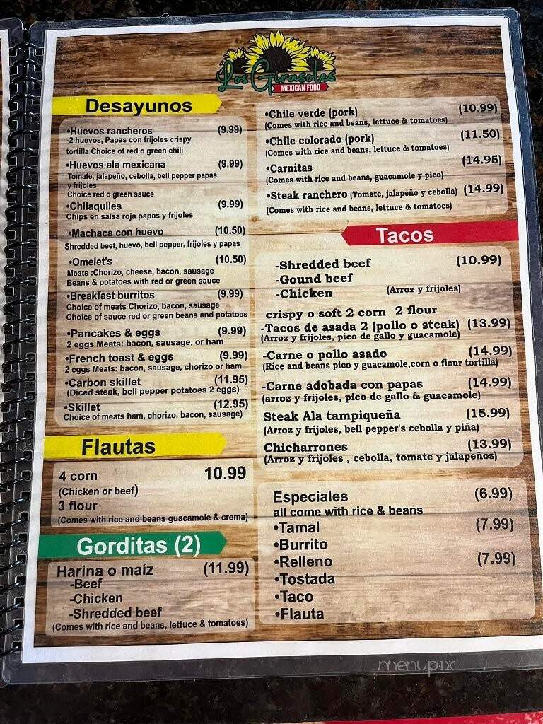 Los Girasoles Mexican Restaurant - Pueblo, CO menu_pic