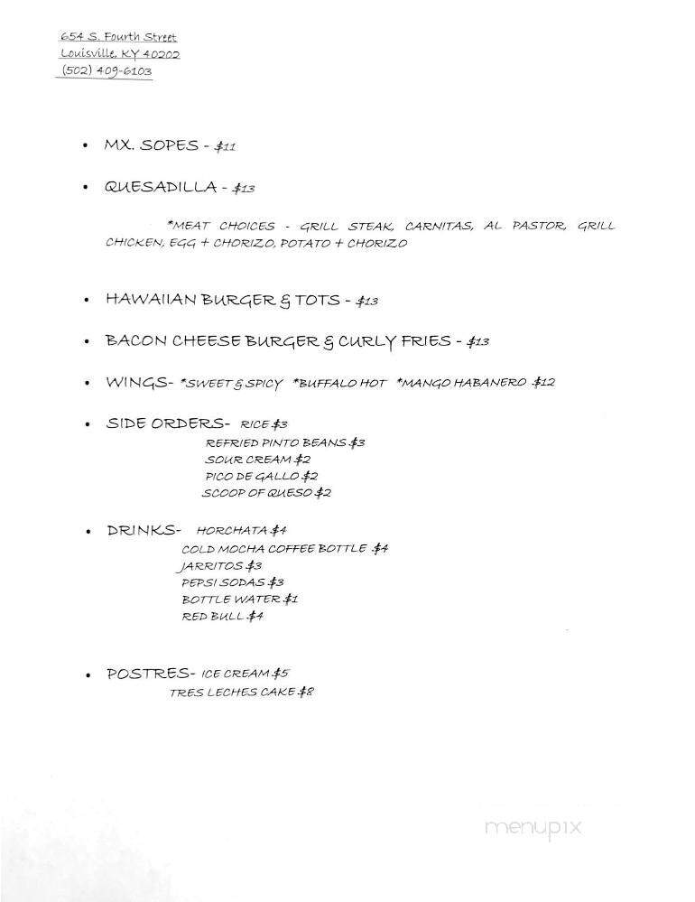 La Terraza - Louisville, KY menu_pic