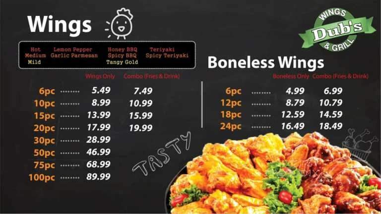 Dub's Wings and Grill - Dublin, GA menu_pic