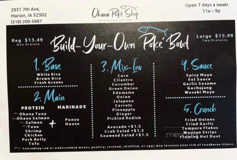 Ohana Poke Shop - Marion, IA menu_pic