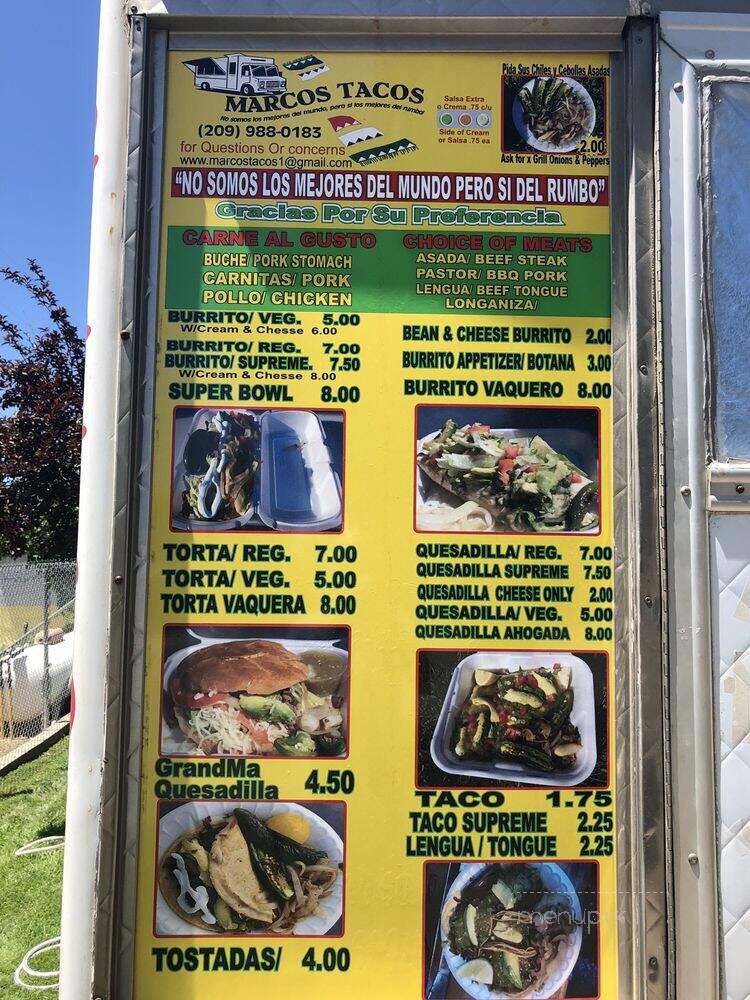 Marco's Tacos - Merced, CA menu_pic