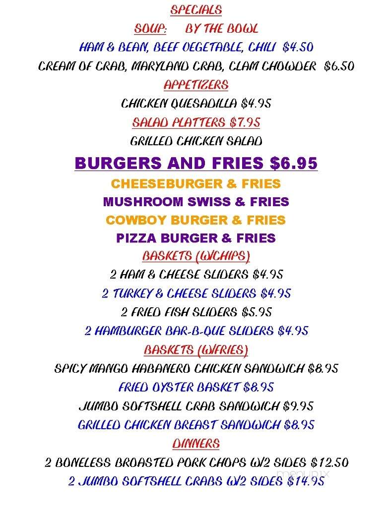 Falls hotel - York Haven, PA menu_pic