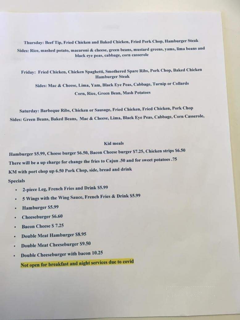 Soul Food Kitchen - Choudrant, LA menu_pic