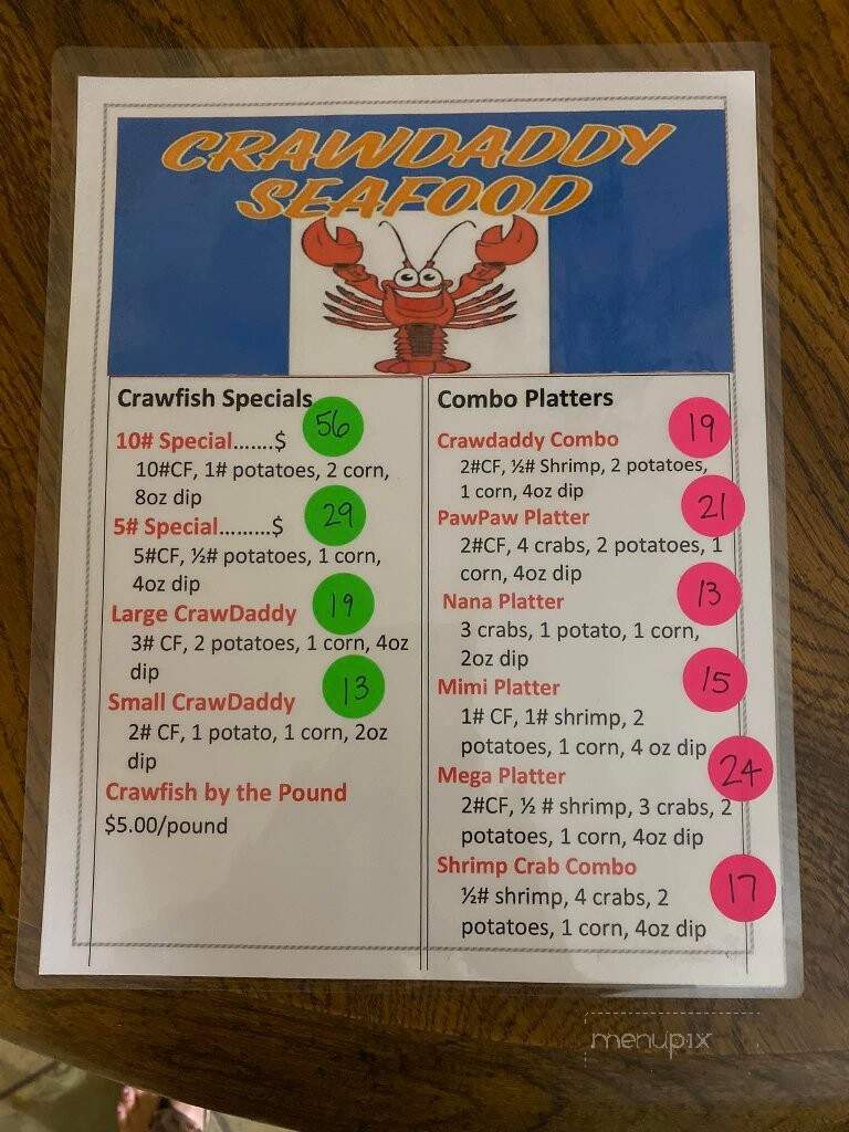 Crawdaddy Seafood - Thibodaux, LA menu_pic